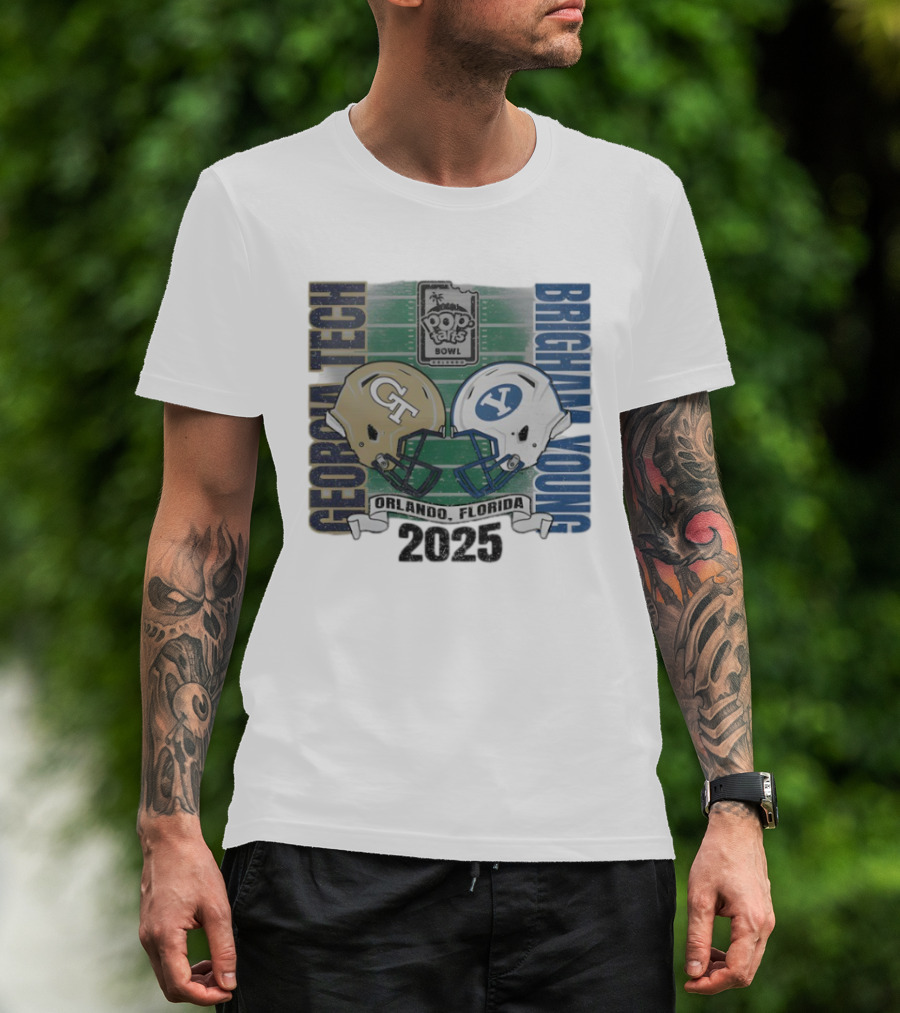 Georgia Tech Vs Brigham Young 2025 Pop Tarts Bowl Orlando Football Helmets T-Shirt