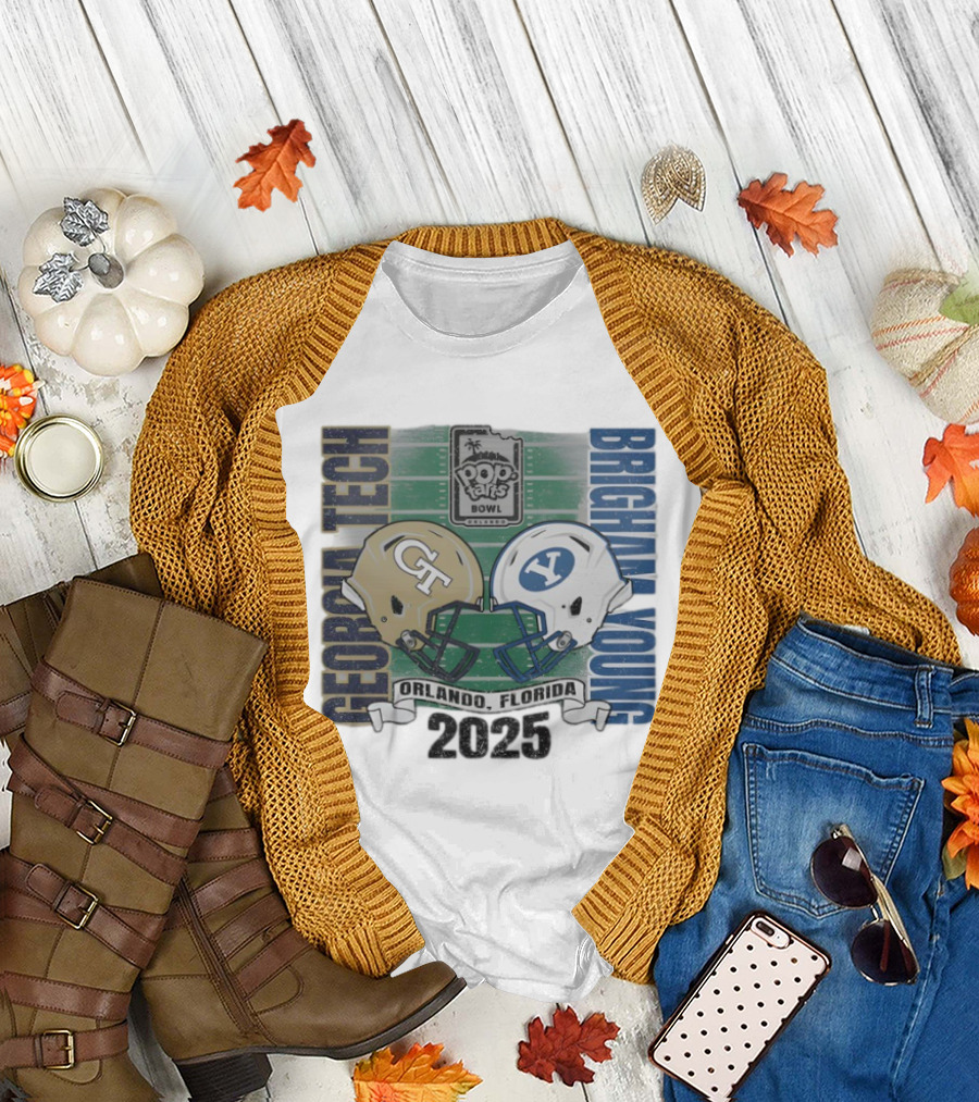 Georgia Tech vs Brigham Young 2025 Pop Tarts Bowl Orlando Football Helmets T-Shirt