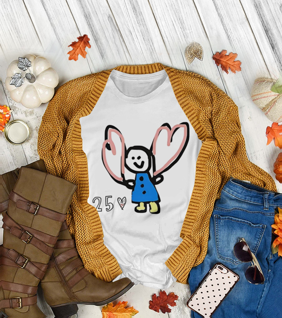 Special Cartoon X Mas Heart Butterfly Wings Blue Dress T-Shirt