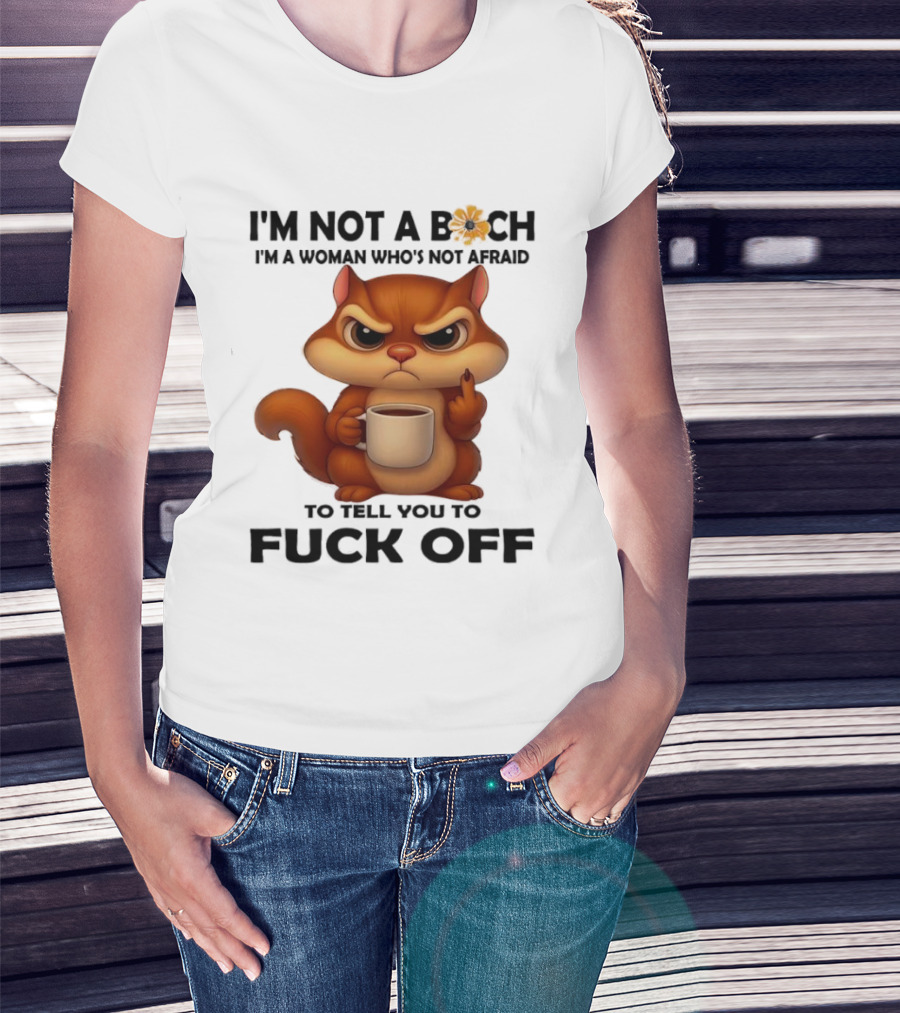 Angry Squirrel Coffee Middle Finger Woman Empowerment Message T-Shirt