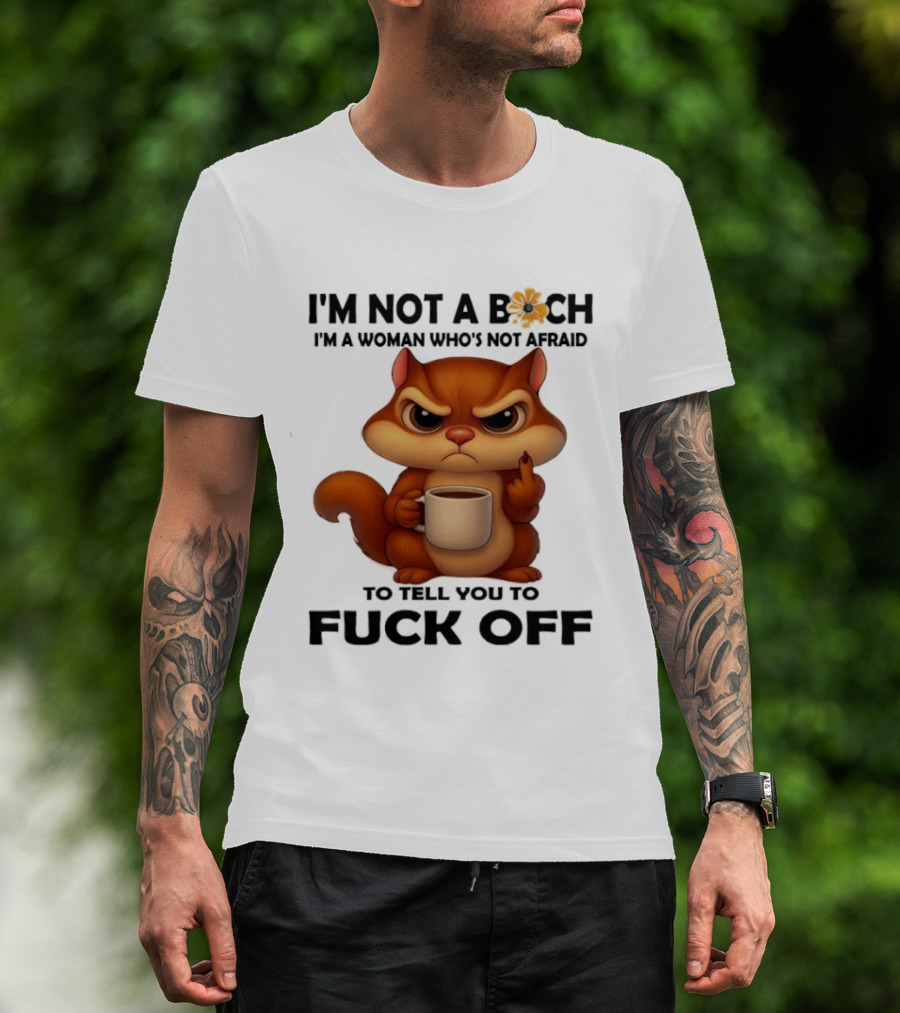 Angry Squirrel Coffee Middle Finger Woman Empowerment Message T-Shirt