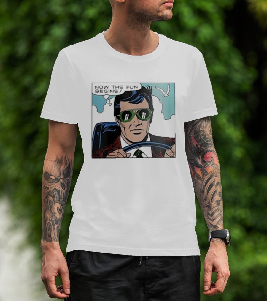 Now The Fun Begins Retro Driver Comic Panel T-Shirt