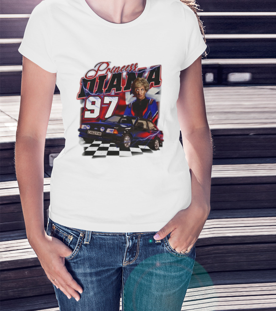 Princess Diana 97 Racer Car Union Jack T-Shirt