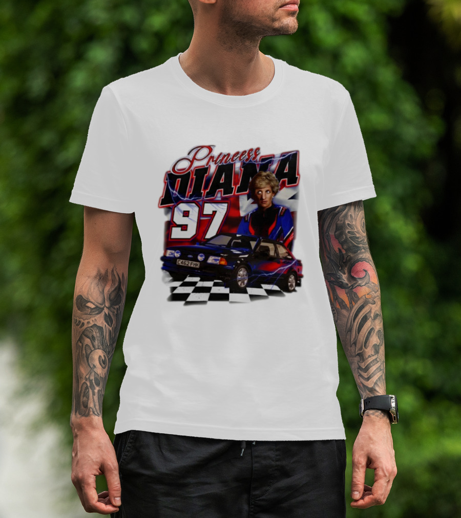 Princess Diana 97 Racer Car Union Jack T-Shirt