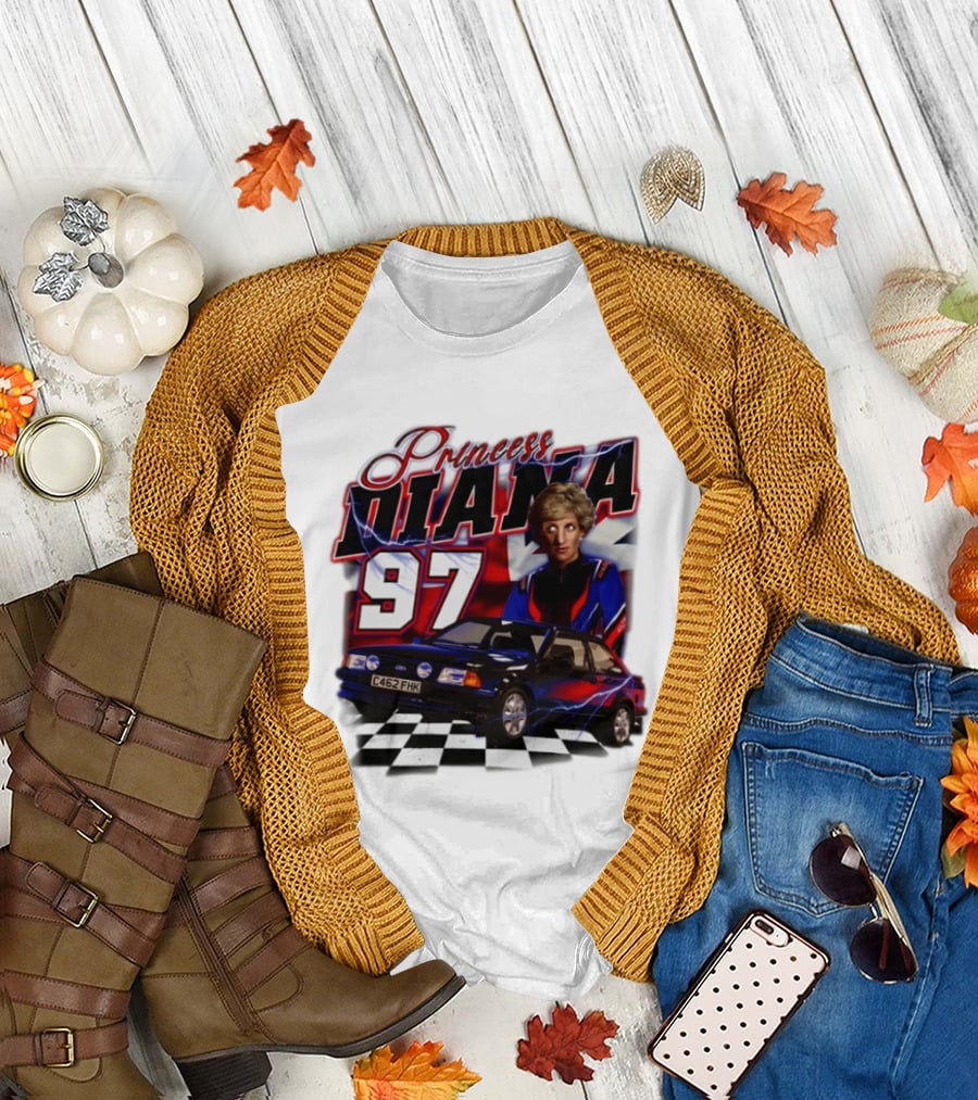 Princess Diana 97 Racer Car Union Jack T-Shirt
