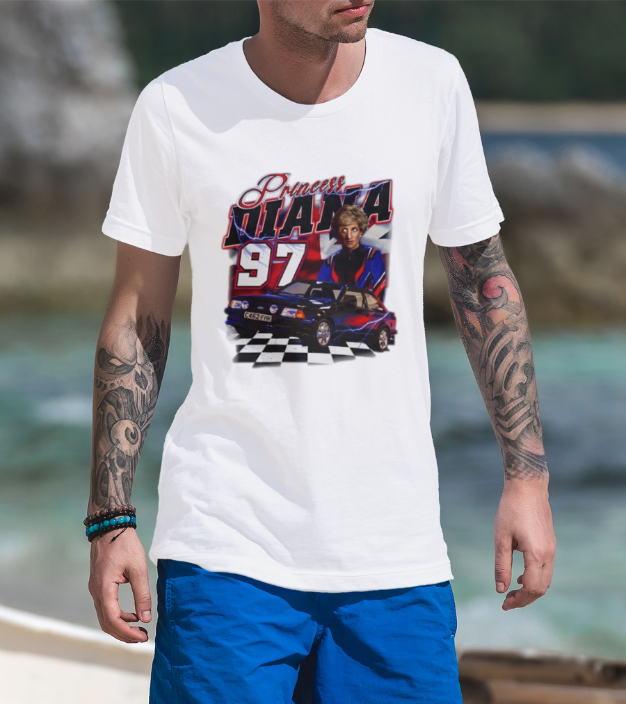 Princess Diana 97 Racer Car Union Jack T-Shirt