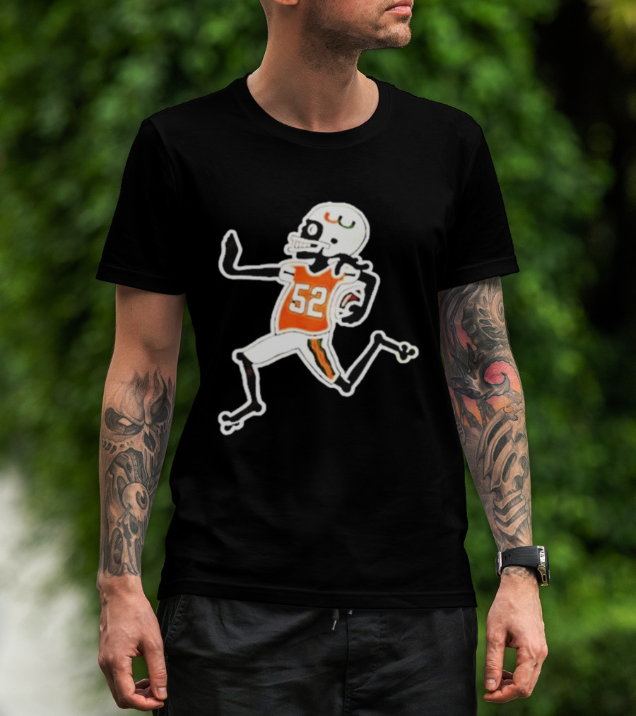 Francisco Mauigoa Skeletal 52 Miami Hurricanes Football Player T-Shirt