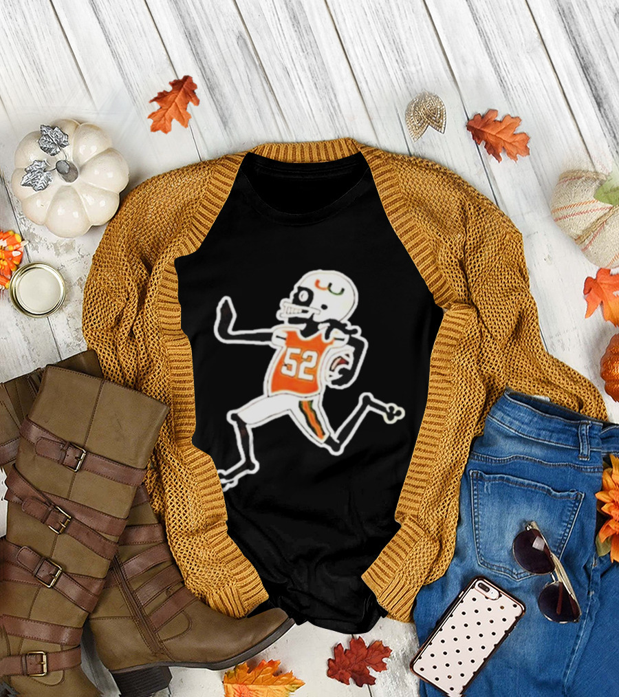 Francisco Mauigoa Skeletal 52 Miami Hurricanes Football Player T-Shirt