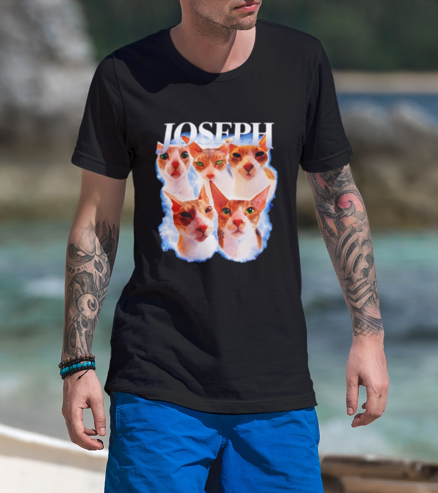 JOSEPH Five Cat Faces Blue Aura T-Shirt