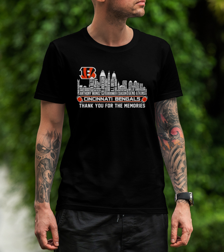 Cincinnati Bengals NFL Team City Skyline Thank You For The Memories T-Shirt