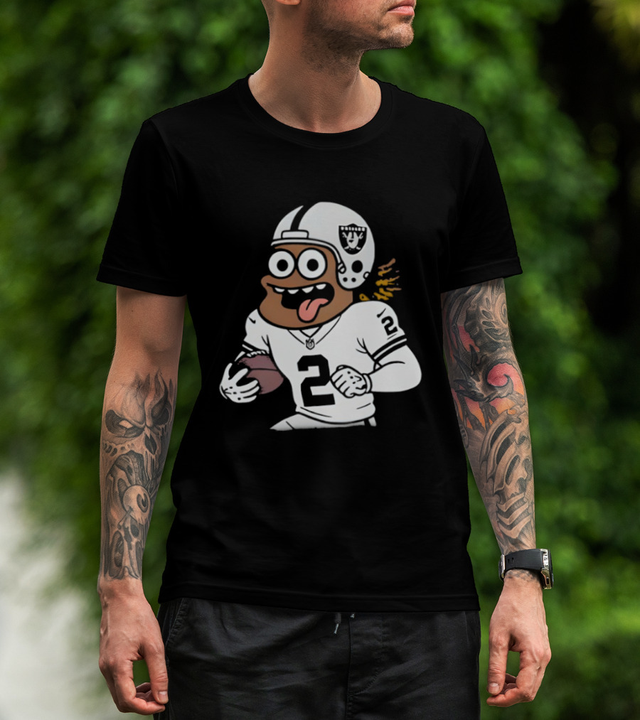 Las Vegas Raiders Ashton Jeanty Cartoon Number 2 Football Player T-Shirt
