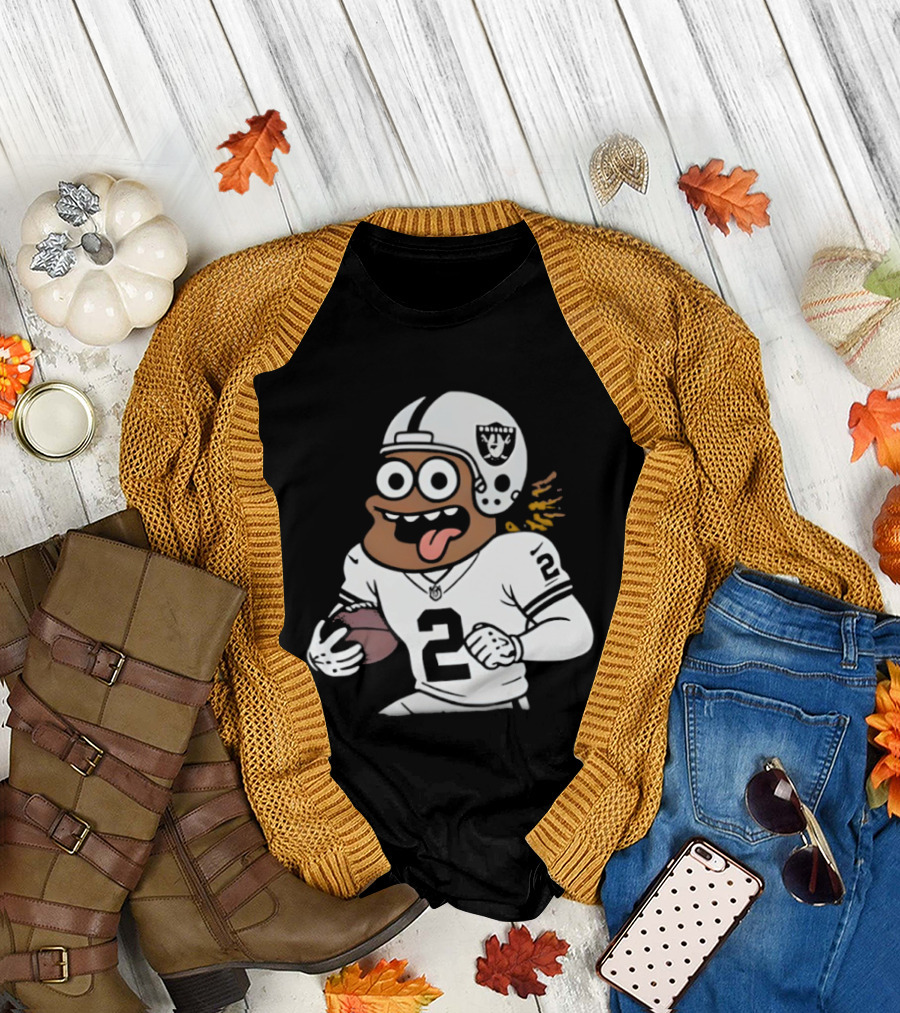 Las Vegas Raiders Ashton Jeanty Cartoon Number 2 Football Player T-Shirt