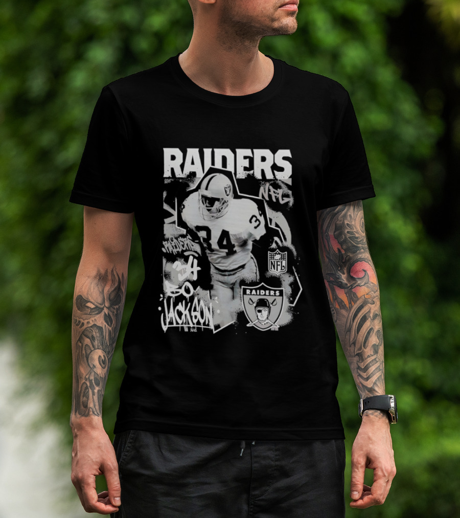 Las Vegas Raiders Bo Jackson 34 Mitchell And Ness Star Player NFL Raiders T-Shirt