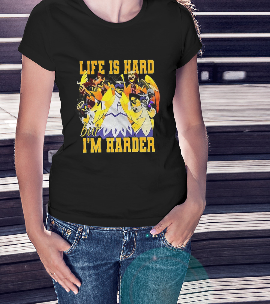 Hazbin Hotel Life Is Hard But I'm Harder Yellow Characters T-Shirt
