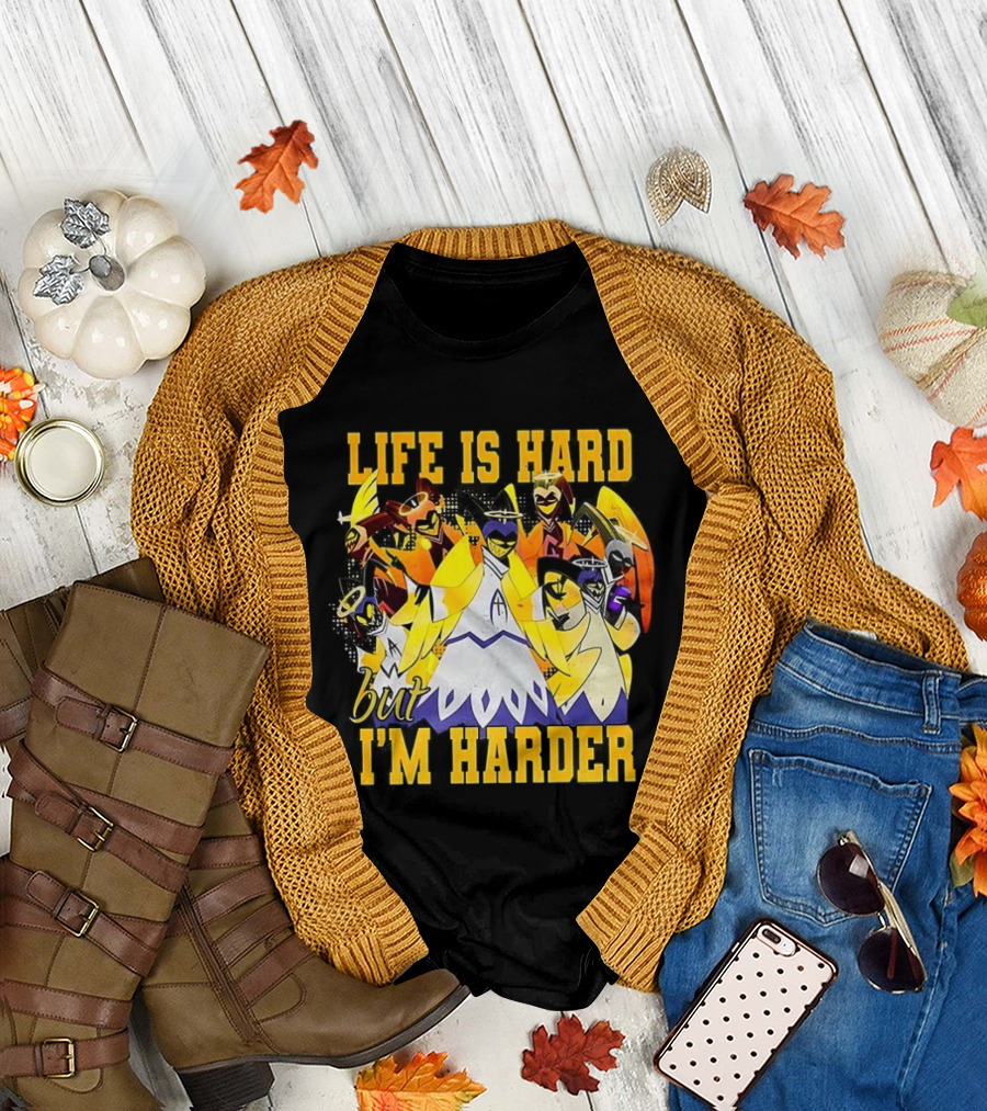 Hazbin Hotel Life Is Hard But I'm Harder Yellow Characters T-Shirt