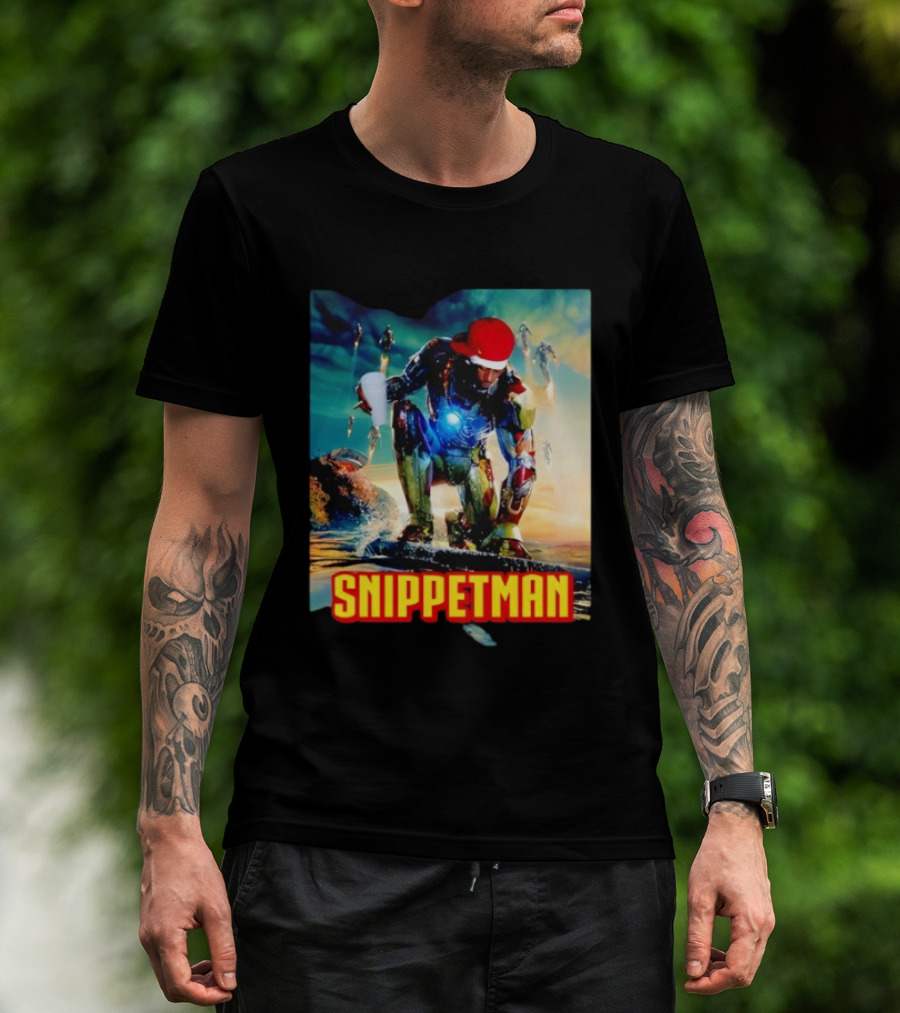 Playboi Carti Snippet Man Iron Hero Parody In Red Cap With Cup T-Shirt