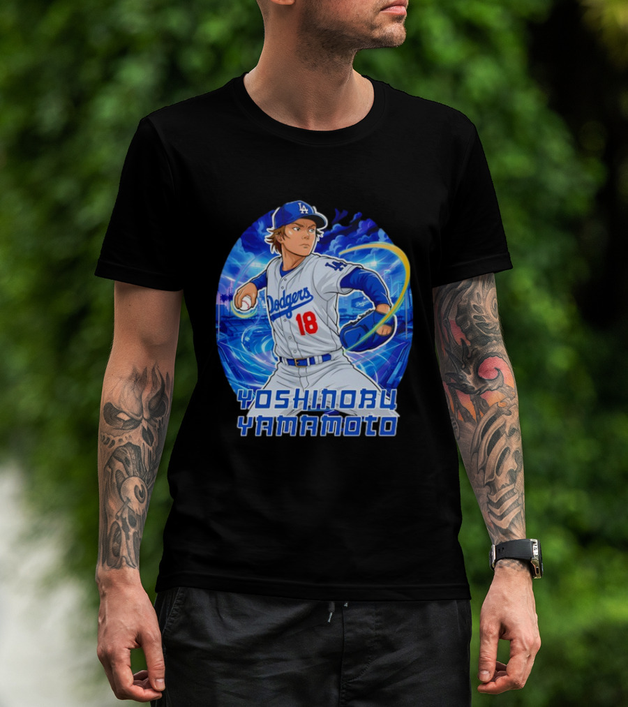 Los Angeles Dodgers Yoshinobu Yamamoto Anime Pitcher T-Shirt