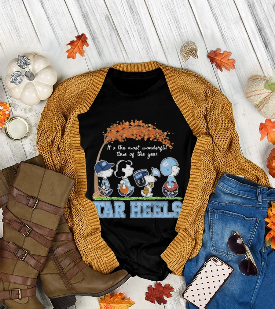 UNC North Carolina Tar Heels Snoopy The Peanuts It’s The Most Wonderful Time Of The Year T-Shirt