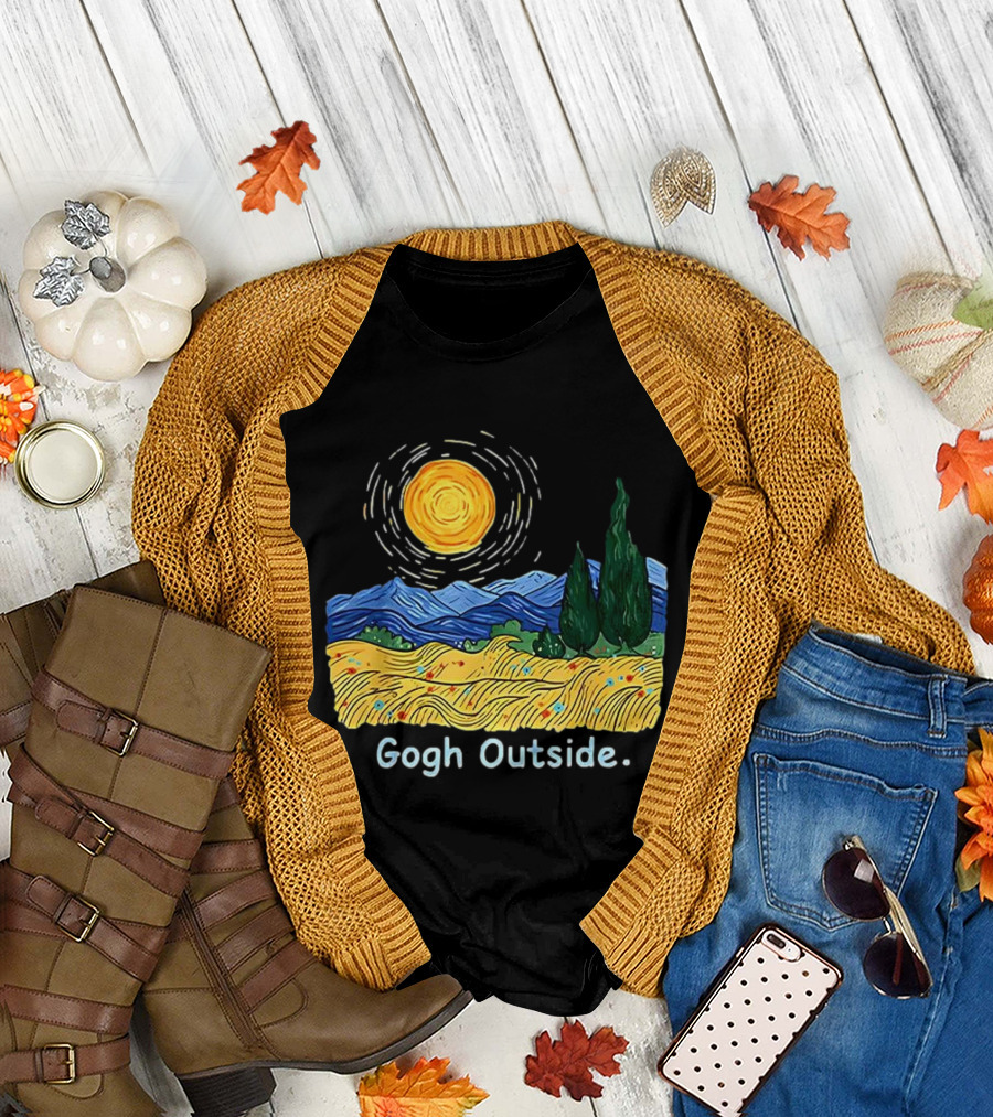 Gogh Outside Starry Night Sun Landscape T-Shirt