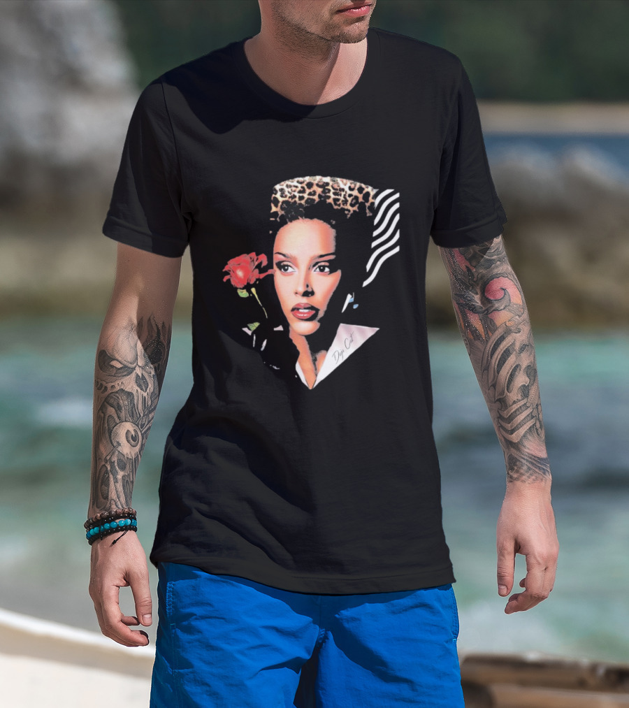 Doja Cat Vie Glamour Leopard Print Rose T-Shirt