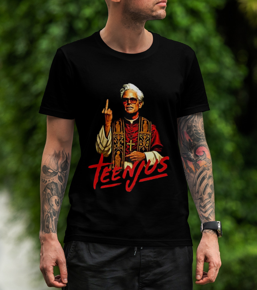 Saint Billy Middle Finger Teenjus Caricature T-Shirt