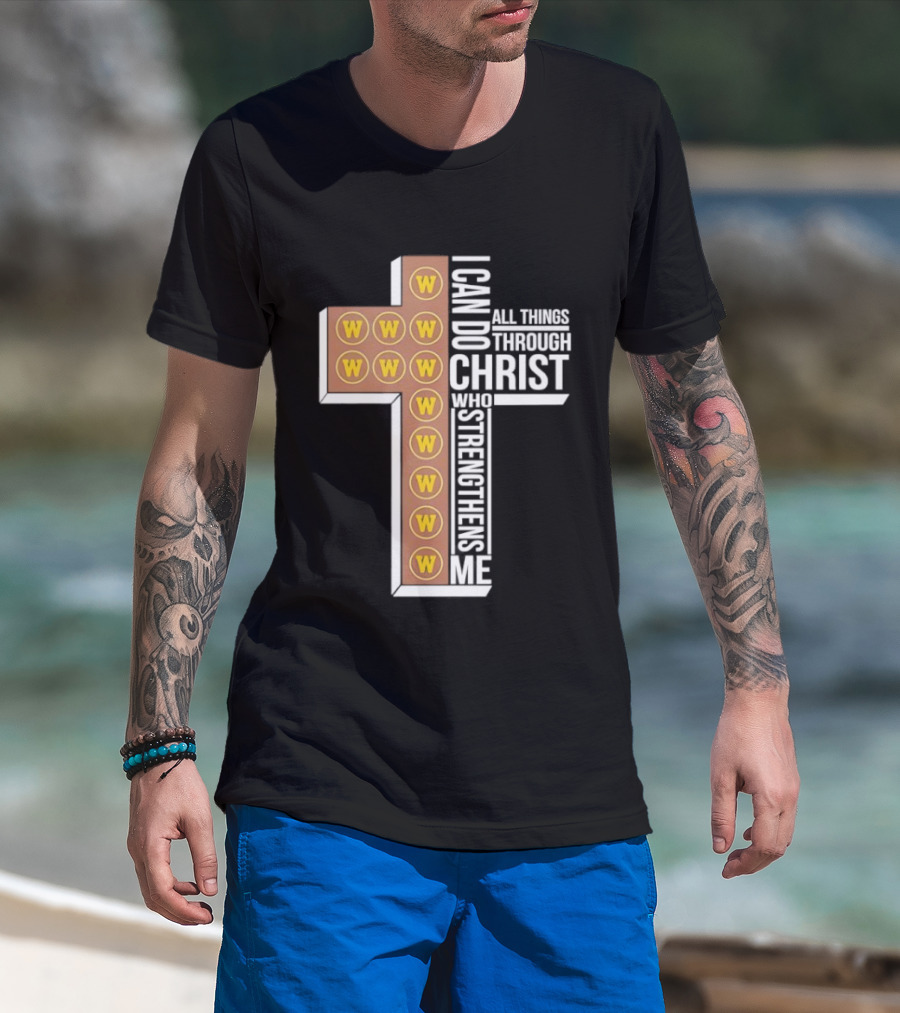 San Diego Padres W Logo Cross I Can Do All Things Through Christ Who Strengthens Me T-Shirt