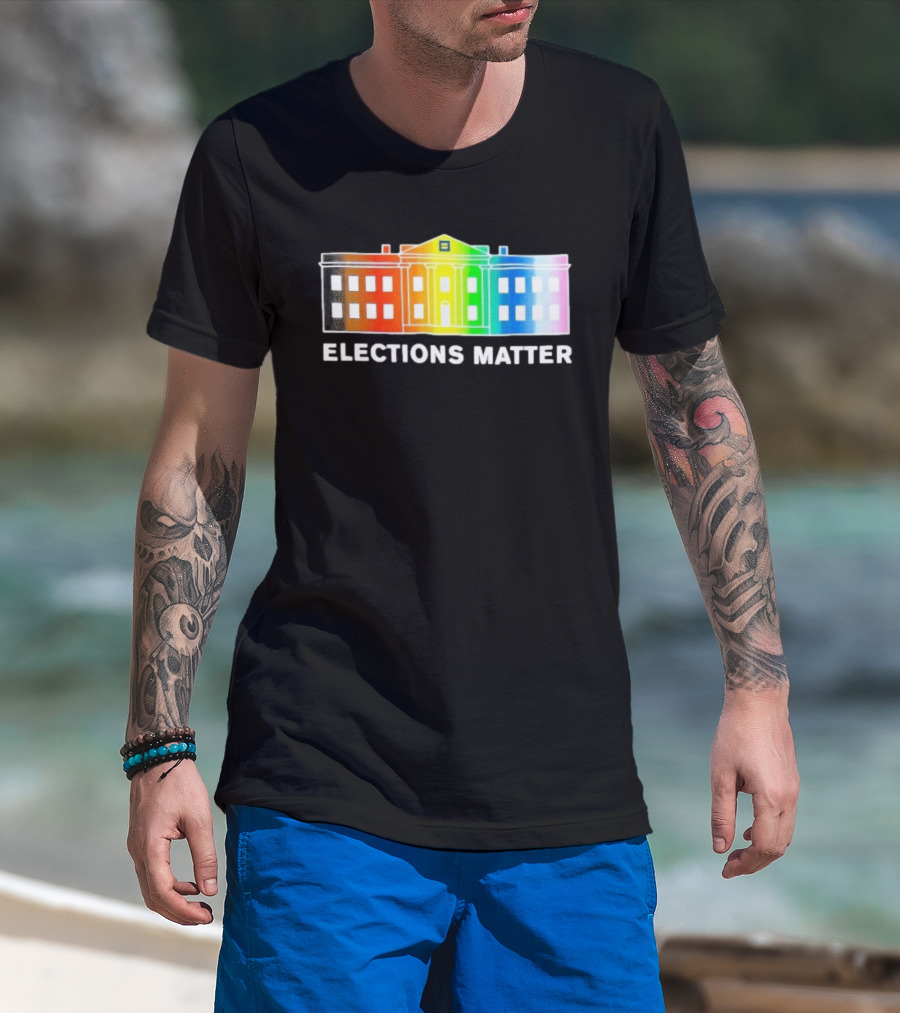 Elections Matter Human Rights Campaign Rainbow White House T-Shirt