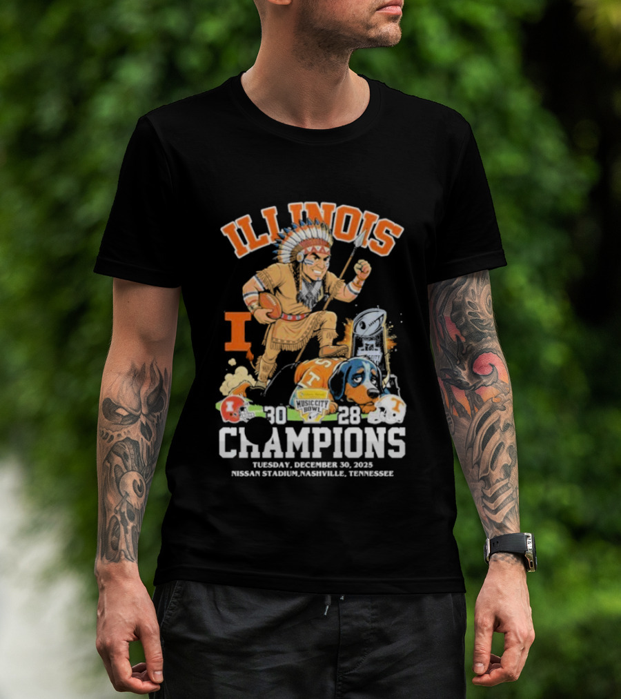 Illinois Fighting Illini Music City Bowl 2025 Champions December 30 Nashville 30 28 Score T-Shirt