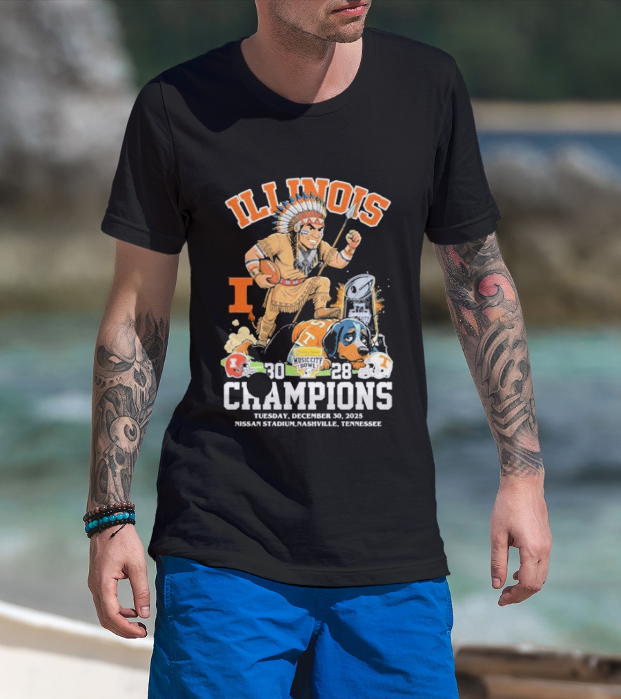 Illinois Fighting Illini Music City Bowl 2025 Champions December 30 Nashville 30 28 Score T-Shirt