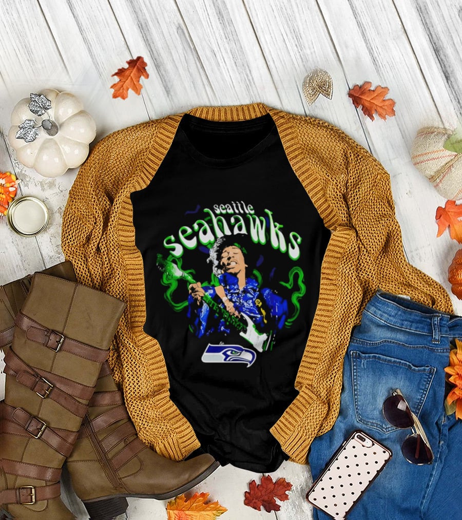 Seattle Seahawks Jimi Hendrix Collaboration NFL Fan T-Shirt