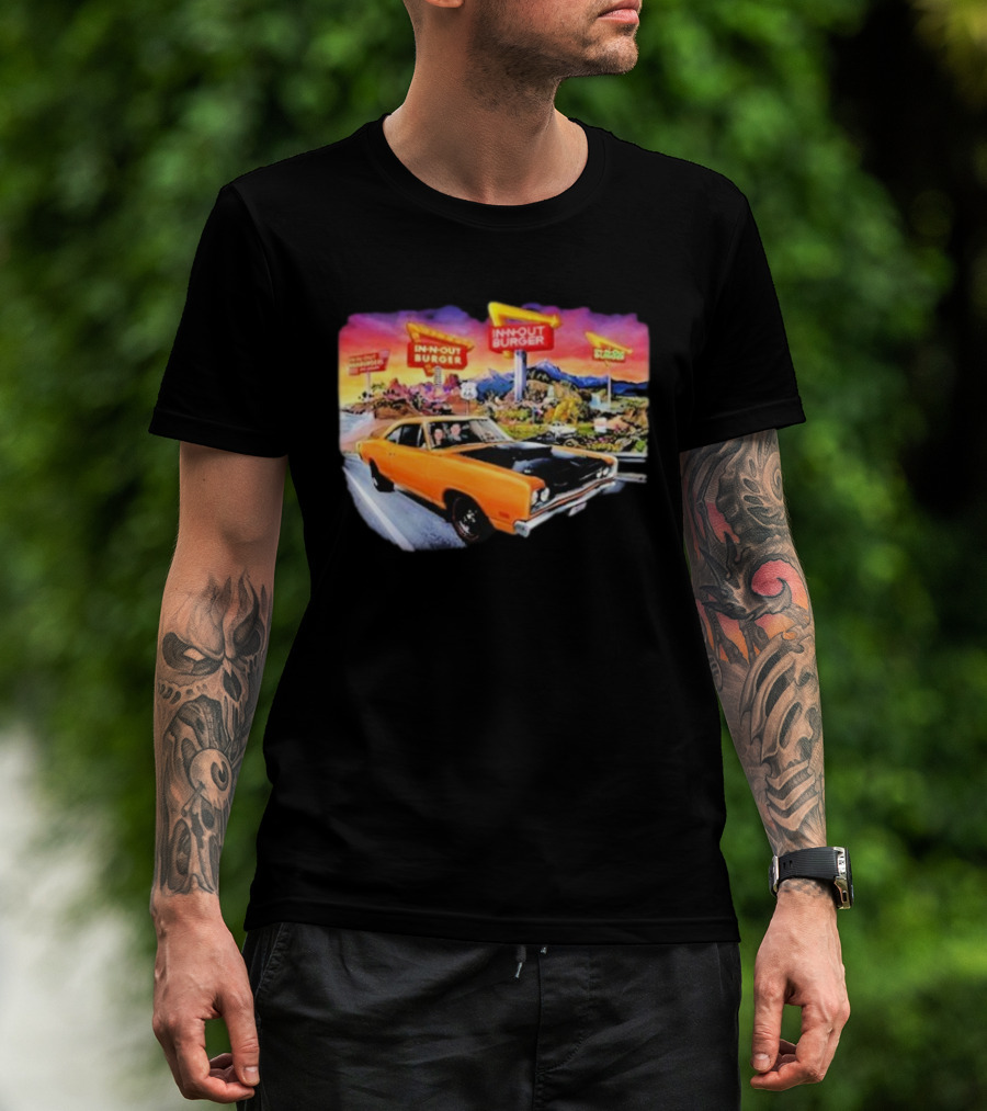 In N Out Burger Road Trip Classic Car Sunset Adventure 2026 T-Shirt