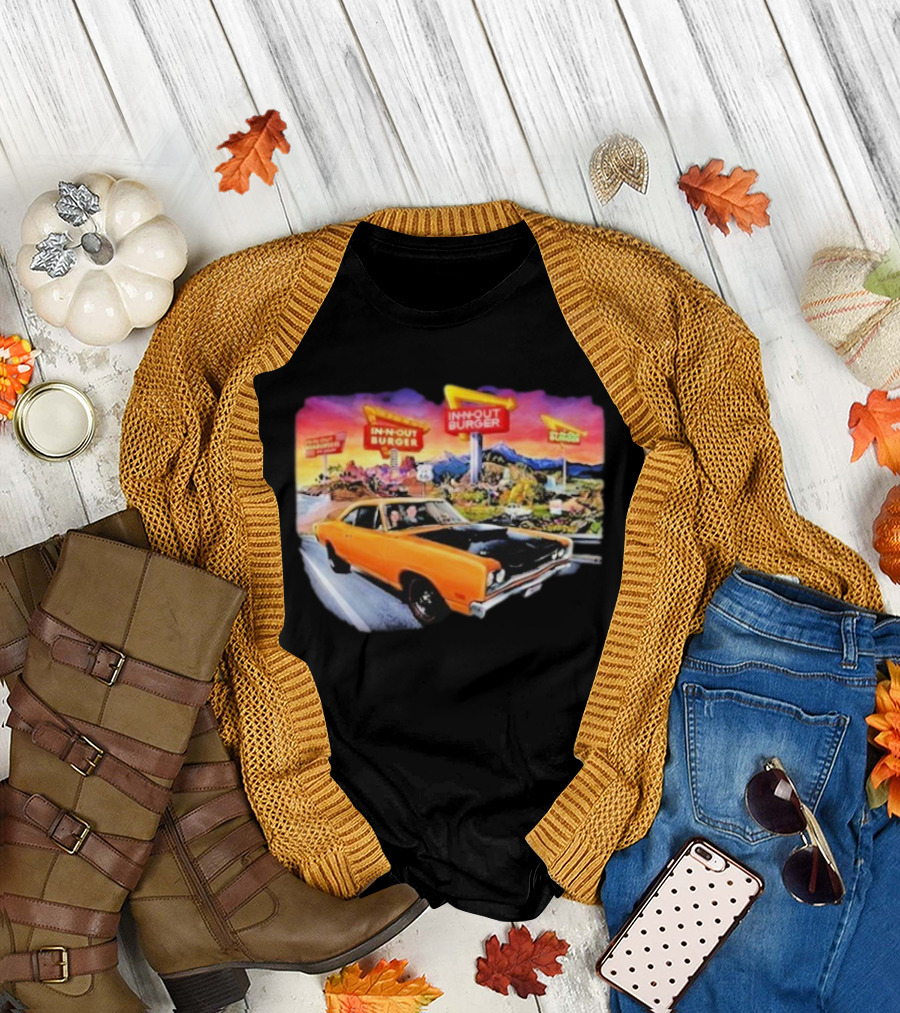 In N Out Burger Road Trip Classic Car Sunset Adventure 2026 T-Shirt