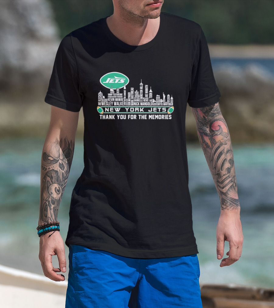 New York Jets Skyline Thank You For The Memories Football T-Shirt
