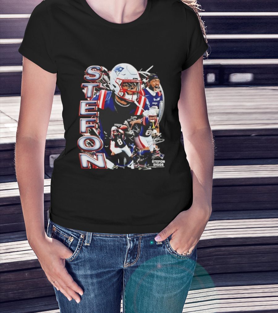 Stefon Diggs New England Style Patriots Fan Collection T-Shirt