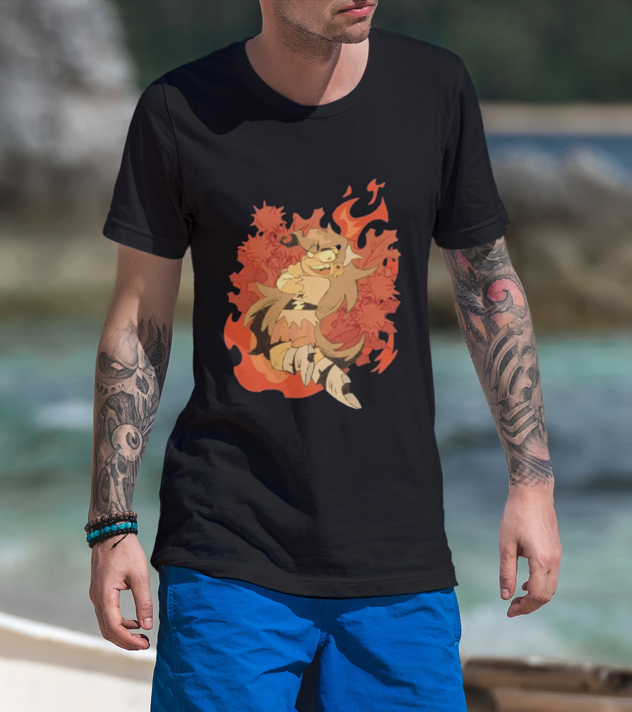 Zeddyzi Ramshackle Vinnie Vibes Flame Character Art Anime T-Shirt