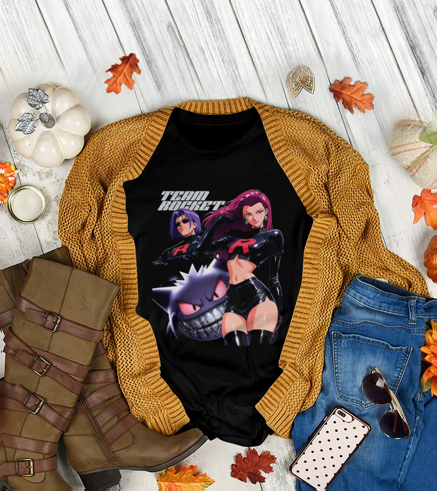Team Rocket Retro Anime Jessie James Gengar Pokemon T-Shirt