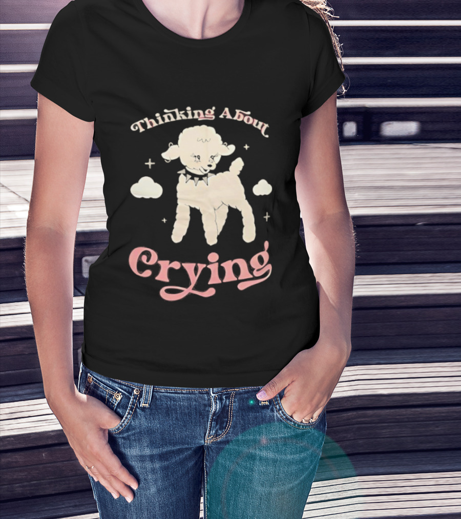 Thinking About Crying Cute Lamb With Clouds T-Shirt