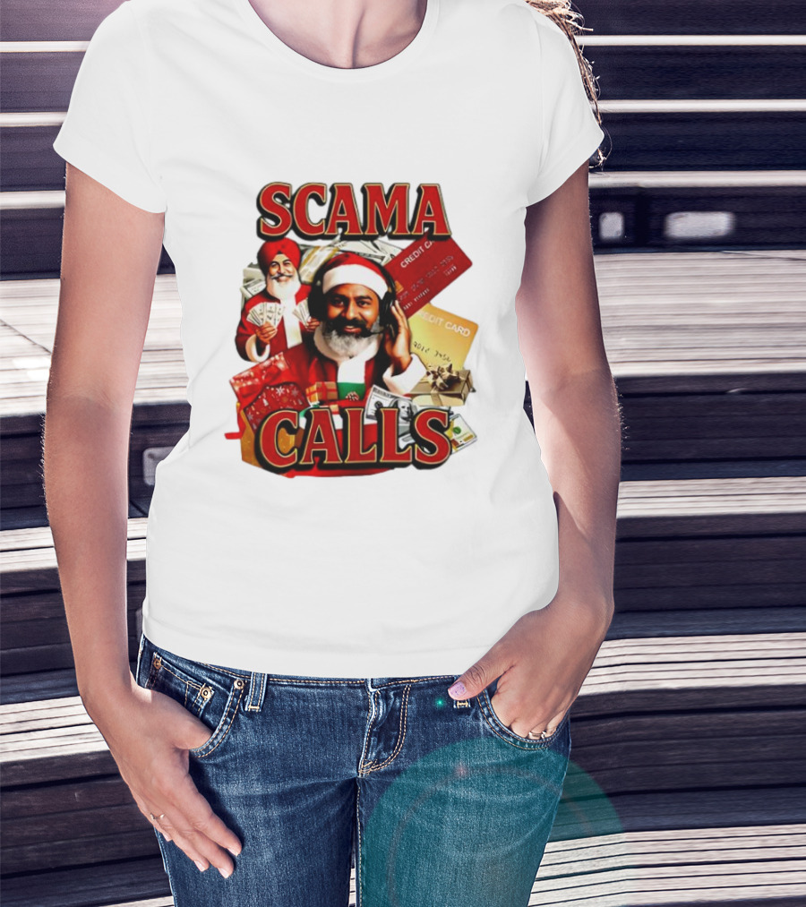 SCAMA CALLS Santa Comedy Credit Card Gifts Cash T-Shirt
