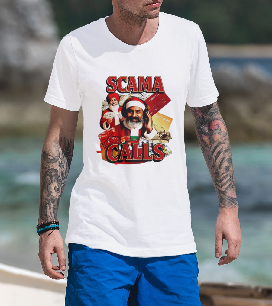 SCAMA CALLS Santa Comedy Credit Card Gifts Cash T-Shirt