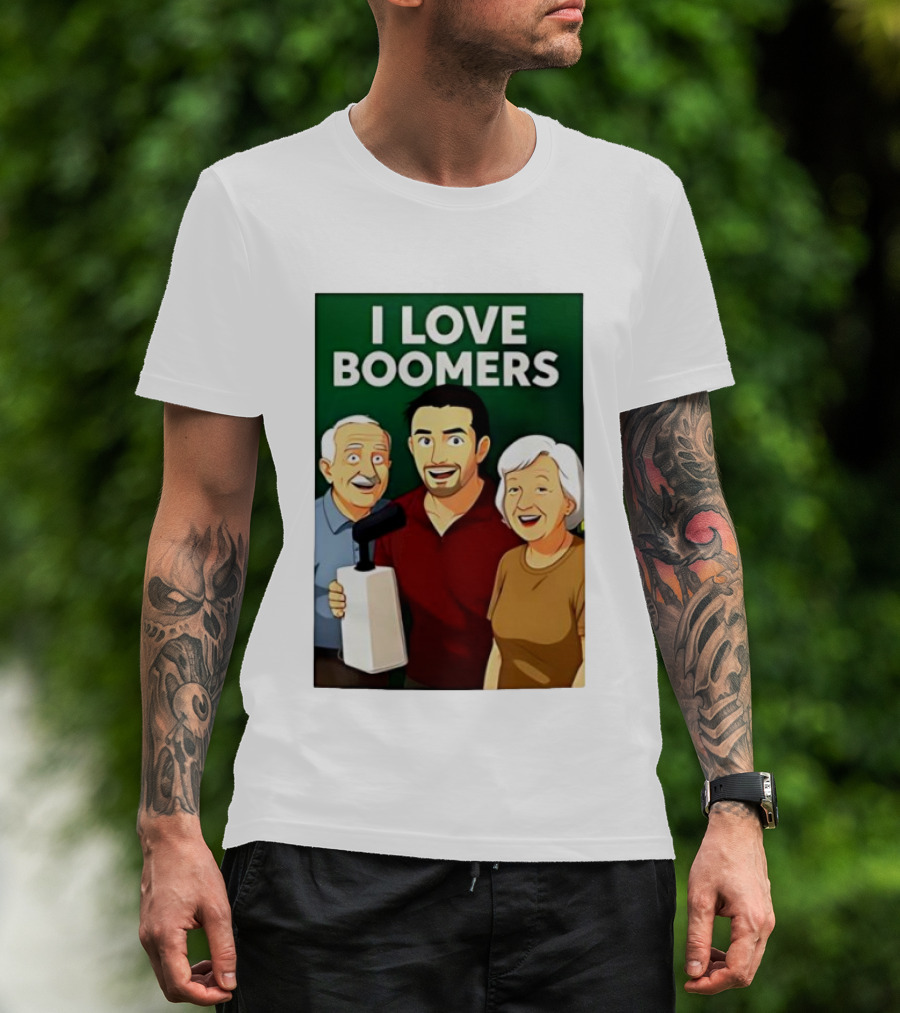 I Love Boomers Family Cartoon Style Nostalgic Humor T-Shirt
