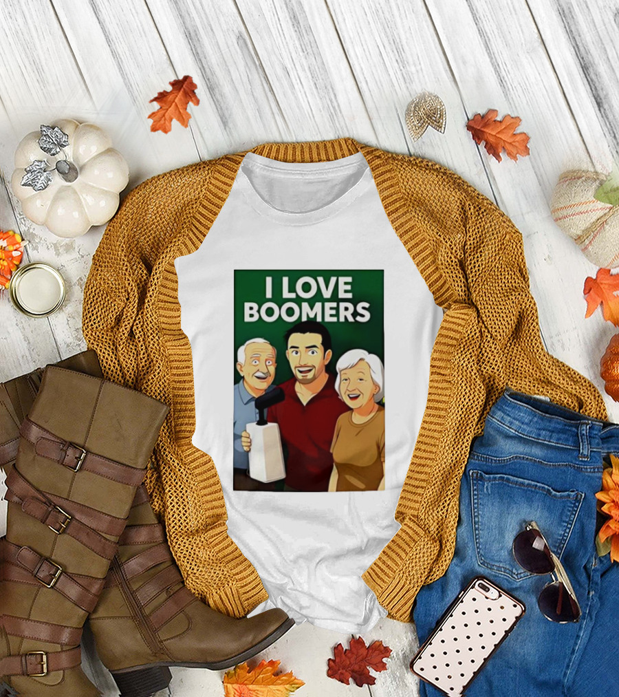 I Love Boomers Family Cartoon Style Nostalgic Humor T-Shirt