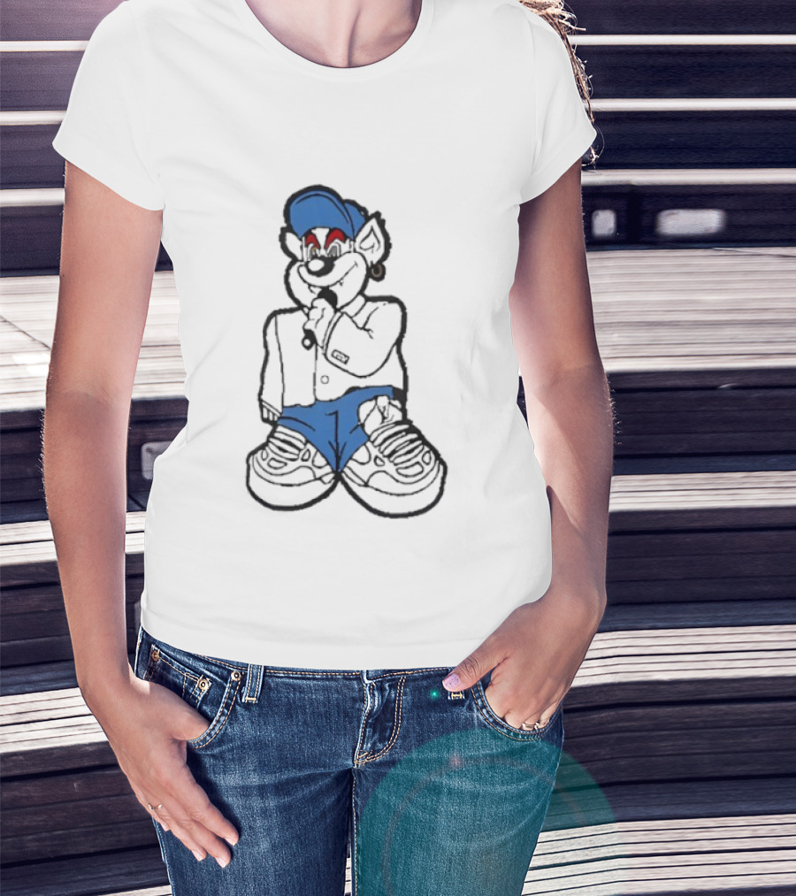 Travis Kelce Cartoon Bear Streetwear Charm Blue Cap Hip Hop T-Shirt