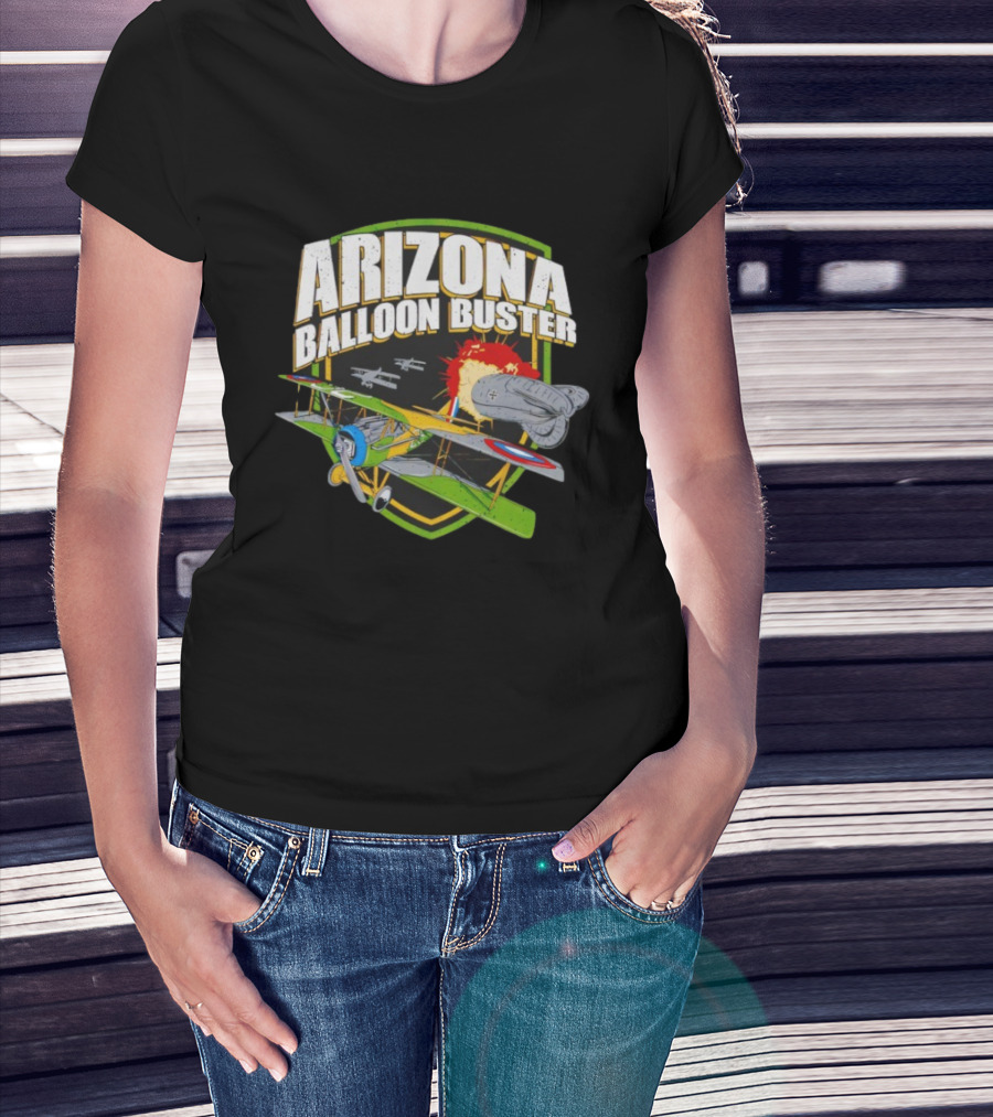 Arizona Balloon Buster Vintage Biplane Battle Explosion Scene T-Shirt