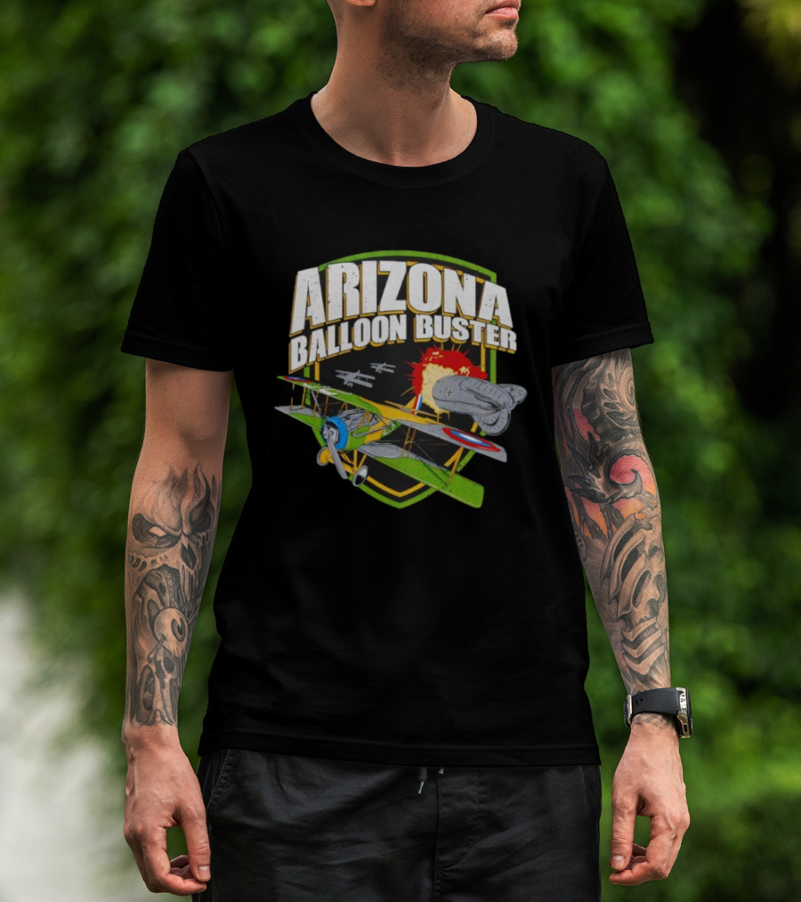 Arizona Balloon Buster Vintage Biplane Battle Explosion Scene T-Shirt