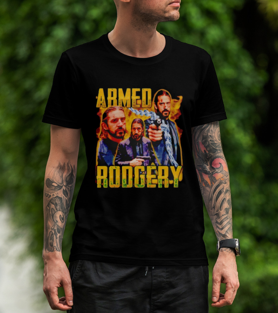 Armed Rodgery Action Movie Inspired Design With Chain And Gun T-Shirt