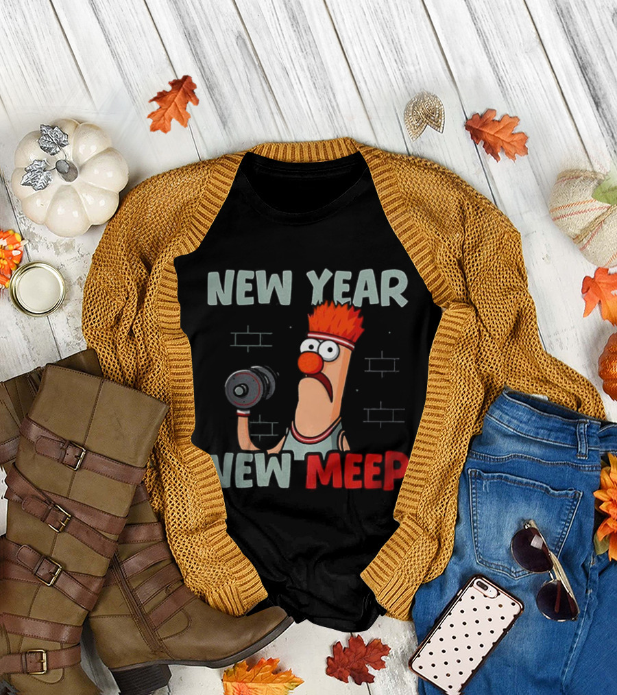 New Year New Meep Beaker The Muppets Lift Weights Fitness T-Shirt