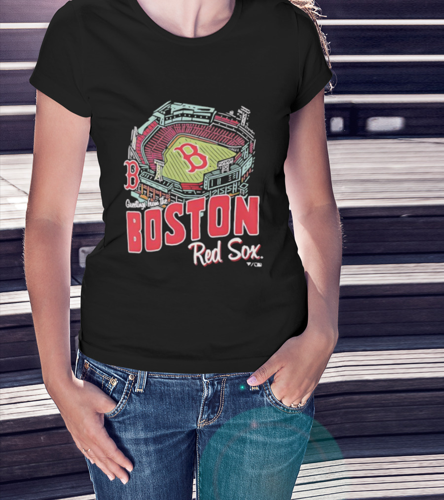 Boston Red Sox Fenway Park Stadium Graphic B Fan Merch Navy T-Shirt