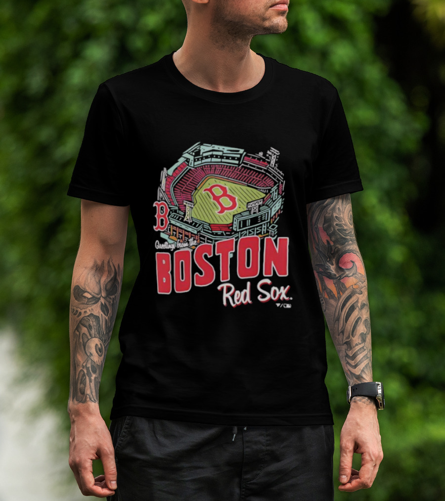 Boston Red Sox Fenway Park Stadium Graphic B Fan Merch Navy T-Shirt