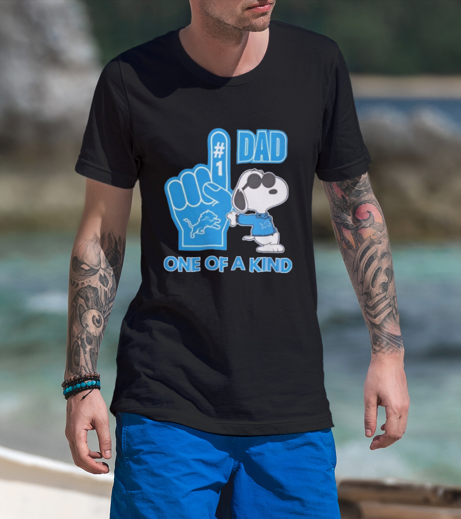 Detroit Lions Snoopy #1 Dad One Of A Kind T-Shirt