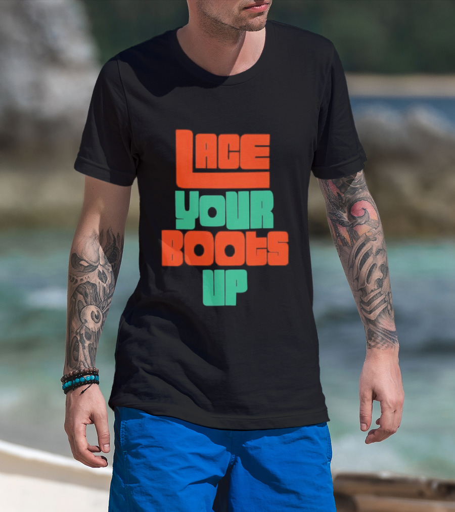 Lace Your Boots Up Bold Red Green T-Shirt